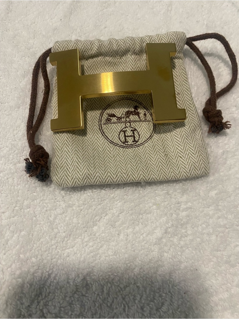 Hermes Gold H Buckle Belt Accent